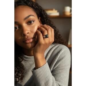 Silver Ring with Large Black Square Stone